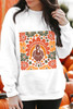 White Thanksgiving Turkey Graphic Holiday Crew Neck Sweatshirt