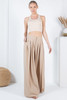 Large Hem Wide Leg Pleated Solid Pants Large Hem Wide Leg Pleated Solid Pants