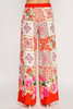 Printed Wide Leg Pants With Elastic Back Printed Wide Leg Pants With Elastic Back