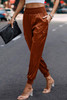 High Waist Trousers Pocket Satin Jogger Pants High Waist Trousers Pocket Satin Jogger Pants
