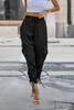 Solid Drawstring Hem Flap Pocket Side Stacked Pant Solid Drawstring Hem Flap Pocket Side Stacked Pant