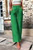 Solid Elegant Wide Leg Drawstring Waist Pockets Pant Solid Elegant Wide Leg Drawstring Waist Pockets Pant