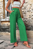 Solid Elegant Wide Leg Drawstring Waist Pockets Pant Solid Elegant Wide Leg Drawstring Waist Pockets Pant