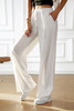 Solid Pockets Elastic Waist Loose Straight Pants