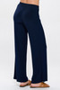 Elastic Waistband Flared Pants Navy
