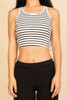 Ribbed Striped Racerback Crop Tank Top Ribbed Striped Racerback Crop Tank Top