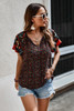 Floral Boho Ruffle V Neck Short Sleeve Loose Shirt