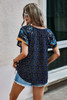 Floral Boho Ruffle V Neck Short Sleeve Loose Shirt
