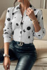 Dot Print Pocket Drop Shoulder Button Blouse Dot Print Pocket Drop Shoulder Button Blouse