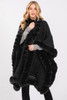 Faux Fur Collar And Trim Cape With Closure Faux Fur Collar And Trim Cape With Closure