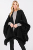 Faux Fur Trim Cape With Closure Faux Fur Trim Cape With Closure