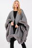 Faux Fur Trim Cape With Closure Faux Fur Trim Cape With Closure