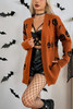 Pumpkin Print Open Front Long Sleeve Cardigan
