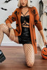 Pumpkin Print Open Front Long Sleeve Cardigan