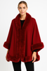 Faux Fur Trim Open-front Cape Jacket Faux Fur Trim Open-front Cape Jacket