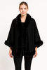 Faux Fur Trim Open-front Cape Jacket Faux Fur Trim Open-front Cape Jacket