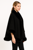 Faux Fur Trim Open-front Cape Jacket Faux Fur Trim Open-front Cape Jacket