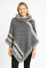 Patterned Knit Poncho With Faux Fur Trim Patterned Knit Poncho With Faux Fur Trim