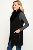 Sleeveless Wool-blend Vest With Faux Fur Collar