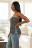 Women's Strapless Striped Ribbed Side Slit Tube Top Women's Strapless Striped Ribbed Side Slit Tube Top