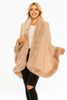 Camel Faux Fur Trim Open-front Cape Wrap Camel Faux Fur Trim Open-front Cape Wrap