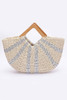 Fauxstraw Handmade Metallic Stripe Woodenhandlebag