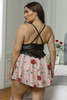 Plus Size Lace Bra Splicing Floral Babydoll