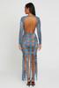 Denim Print Sexy Cut Out Maxi Dress