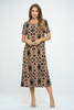 Bns Print Long Dress With Short Sleeve