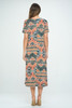 Bns Print Long Dress With Short Sleeve