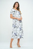 Bns Print Long Dress With Short Sleeve