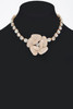 Rhinestone Faux Pearl Flower Choker-53423