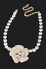 Rhinestone Faux Pearl Flower Choker-53423
