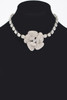 Rhinestone Faux Pearl Flower Choker-53423
