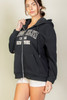 Graphic Drop Shoulder Zipper Up Hoodie-45816