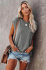 Gray Pocketed Tee with Side Slits