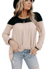 Apricot Round Neck Long Sleeve Color Block Tunic Top