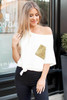 Sequin Pocket White Short Sleeve T-shirt