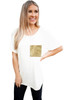 Sequin Pocket White Short Sleeve T-shirt