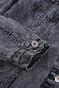 Gray Turn Down Collar Buttons Cut-out Denim Jacket