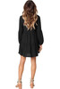 Black Ruffle V-Neck Flowy Loose Tunic Dress