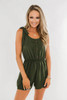 Green Tie Sleeve Buttons Pocketed Cutie Romper