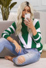 Green Striped Color Block Turtleneck Knitted Sweater