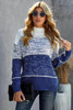 Blue Colorblock Knit Pullover Sweater