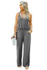 Gray Spaghetti Strap Wide Leg Jumpsuit