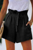 Black Tie Waist Casual Shorts with Pockets