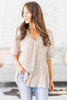 Apricot Chloe Animal Print V-neck Rolled Sleeve Tunic Top