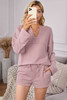 Pink Inverted Knit Pullover Shorts Set