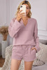 Pink Inverted Knit Pullover Shorts Set