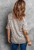 Brown Chloe Animal Print V-neck Rolled Sleeve Tunic Top